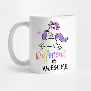 Different Is Awesome! Unicorn Design Mug